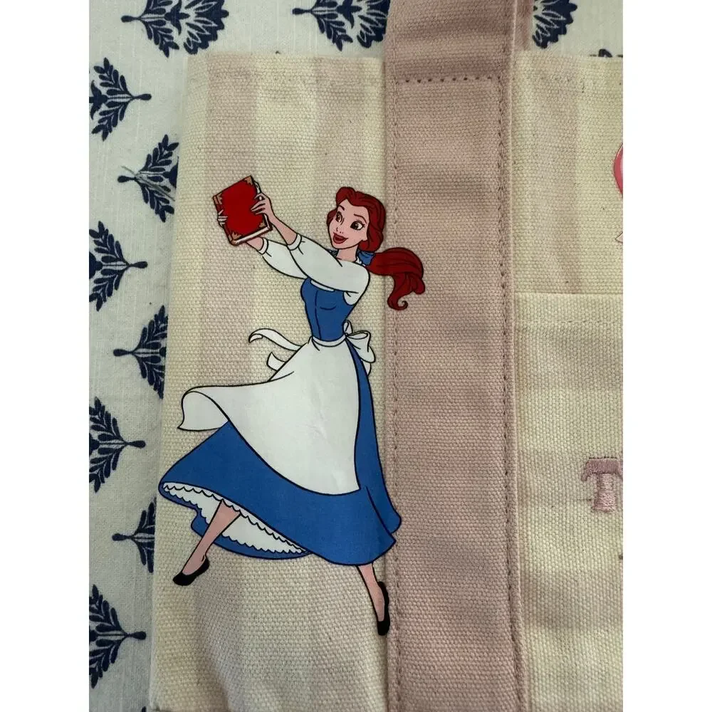 Disney Belle Pink Watercolor New Striped Custom Made Trader Joes Mini Tote